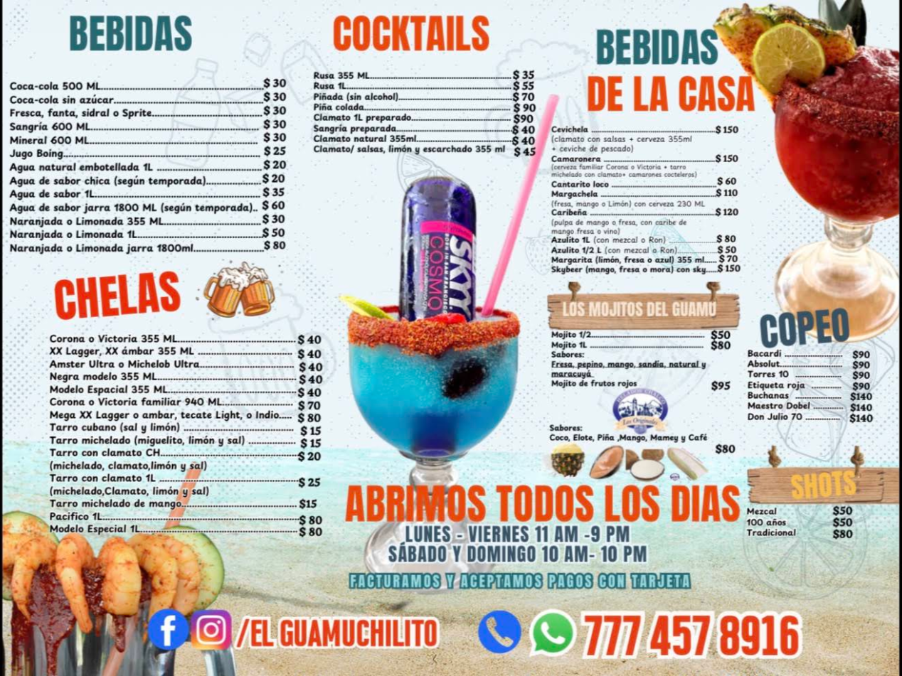 Carta de bebidas de El Guamuchilito