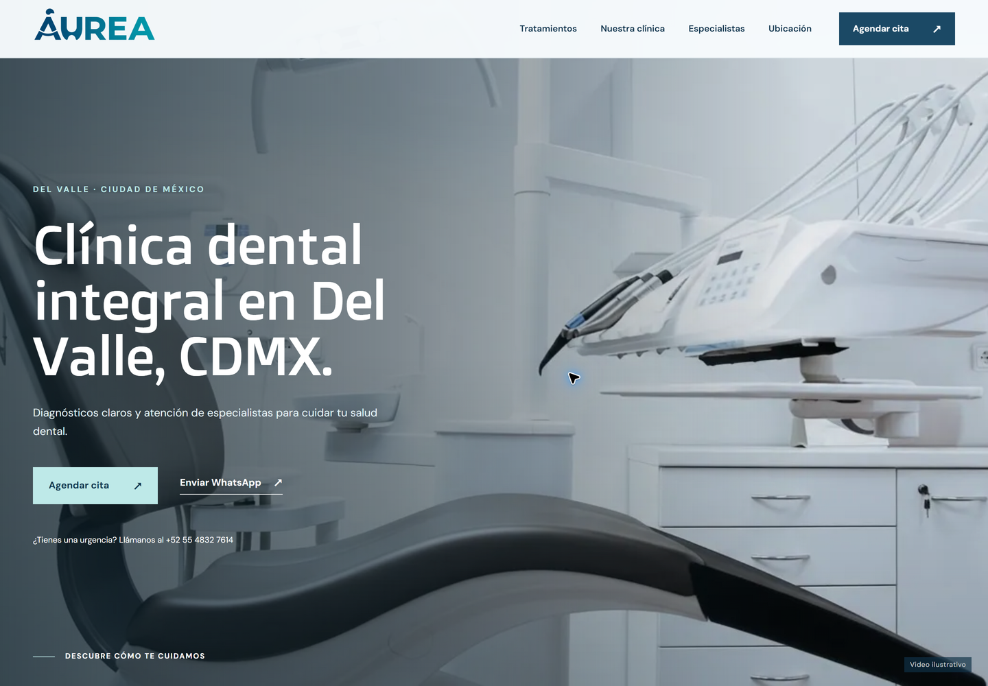 Página de demostración Aurea para clínicas dentales