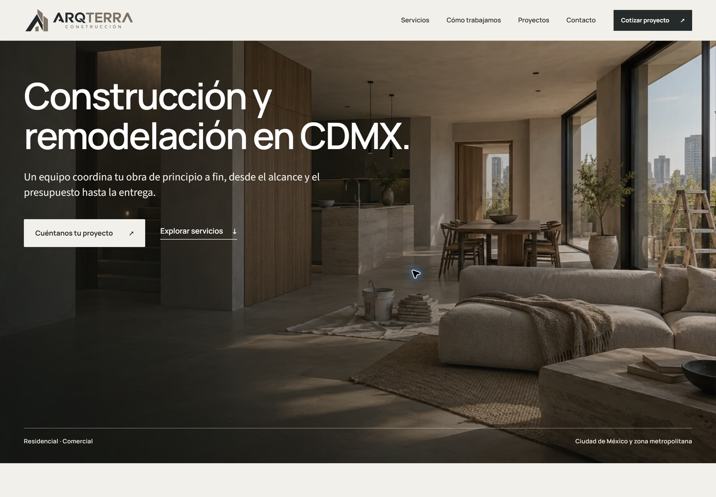 Página de demostración Arqterra para constructoras